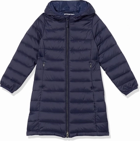 Amazon Essentials Girls and Toddlers' Long Lightweight Hooded Puffer Jacket