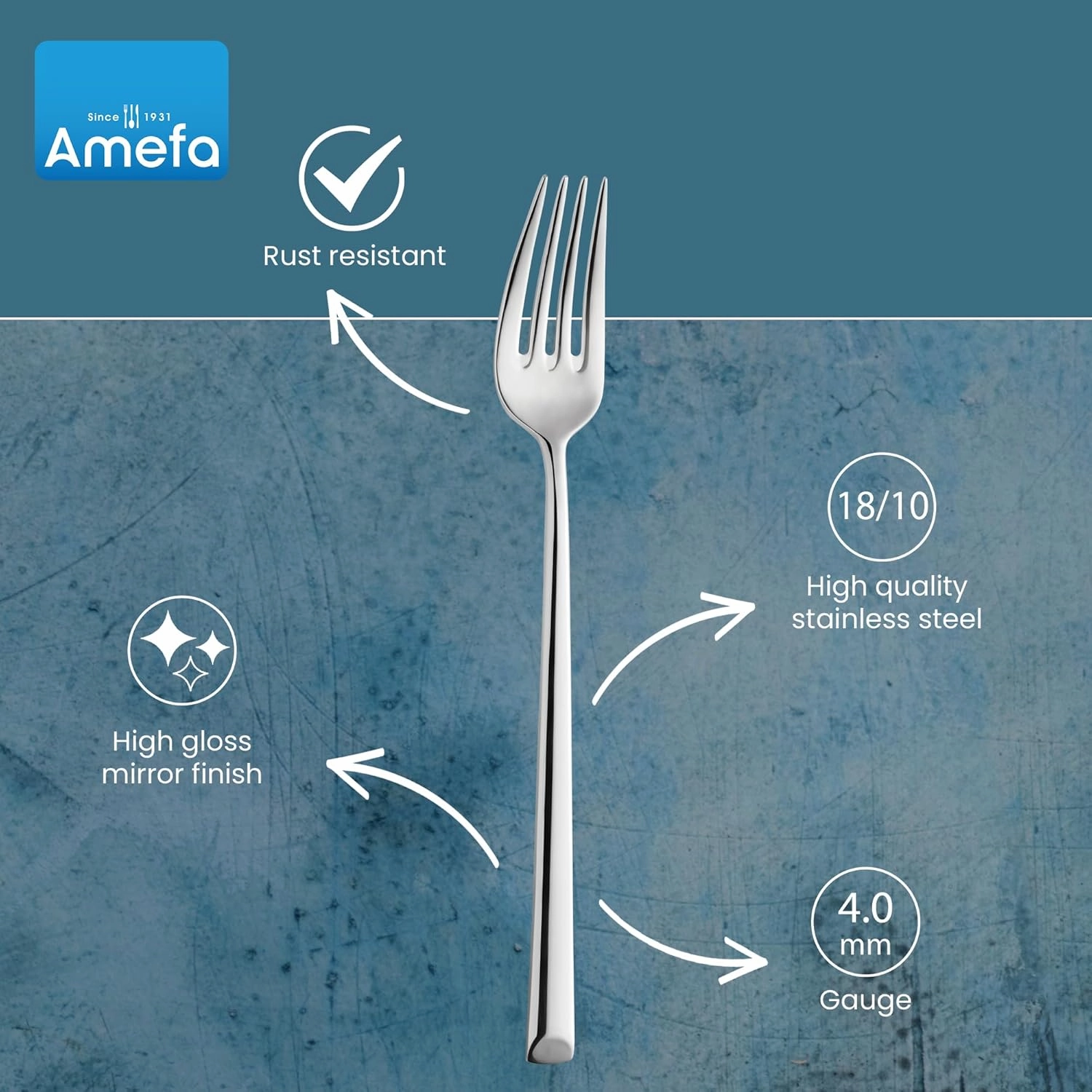 Amefa Metropole 20-piece Premium 18/10 Stainless Steel Flatware Set, High Gloss Mirror Finish, Silverware Set Service for 4, Dishwasher Safe, Rust resistant Cutlery.