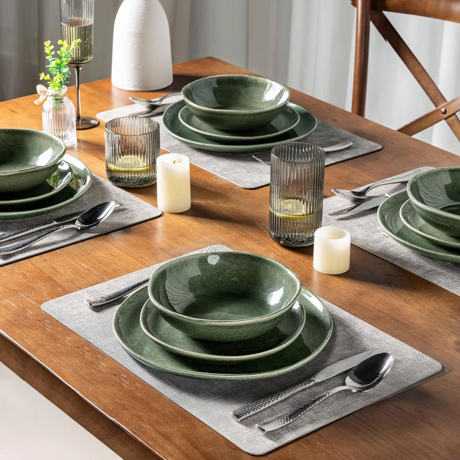 AmorArc Ceramic Dinner Plates Set of 6, 10.5 Inch Handmade Reactive Glaze Stoneware Plates, Rustic Shape Dinnerware Dish Set for Kitchen, Microwave & Dishwasher Safe, Scratch Resistant