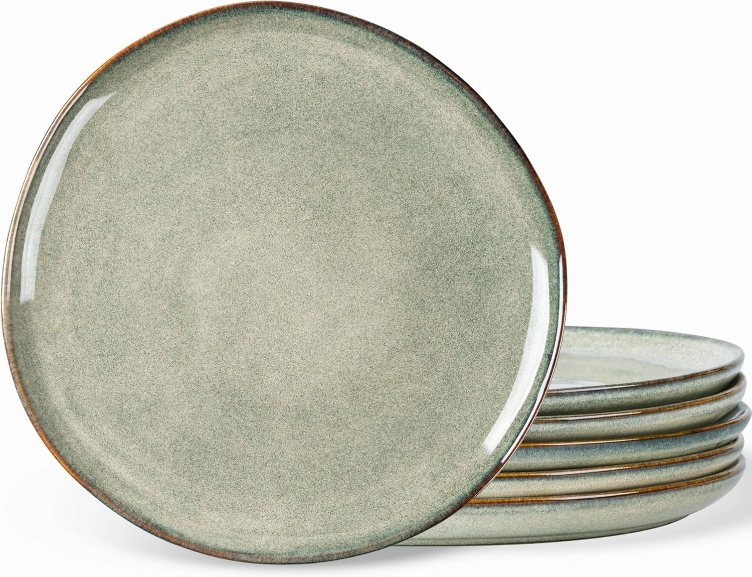 AmorArc Ceramic Dinner Plates Set of 6,10.5 Inch Handmade Reactive Glaze Stoneware Plates,Rustic Shape Dinnerware Dish Set for Kitchen,Microwave & Dishwasher Safe,Scratch Resistant-Reactive Color