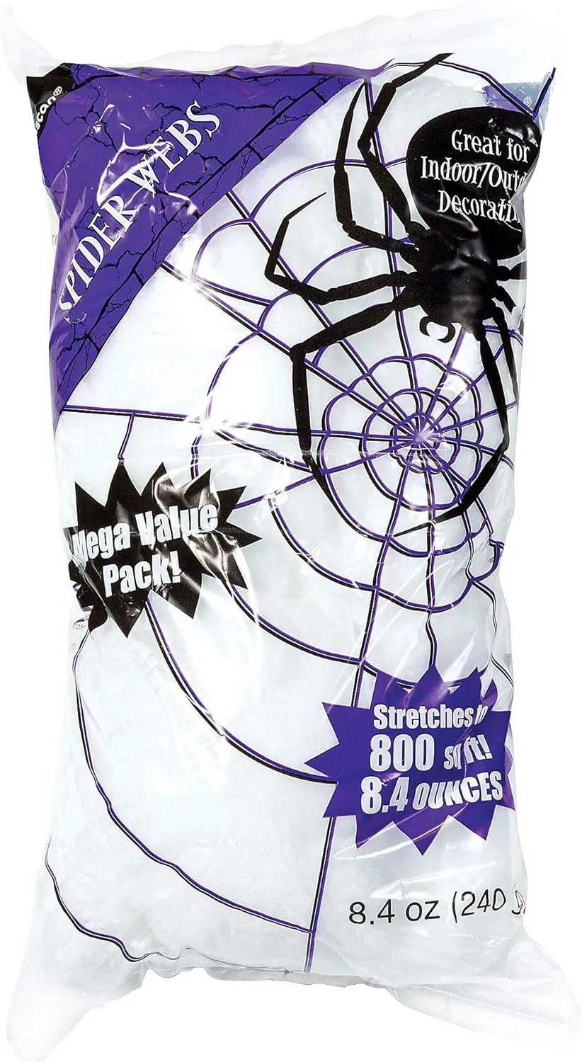 Amscan Stretchable Polyester Spider Web Halloween Trick or Treat Big Pack Party Decoration (1 Piece), 240g, White