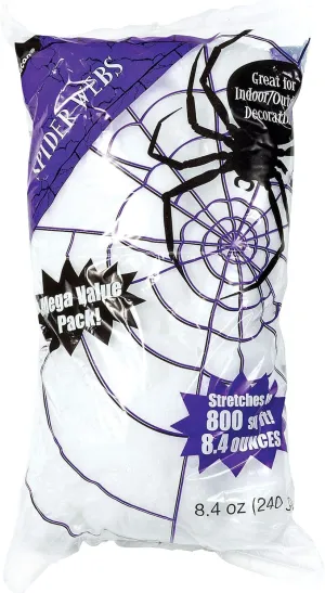 Amscan Stretchable Polyester Spider Web Halloween Trick or Treat Big Pack Party Decoration (1 Piece), 240g, White
