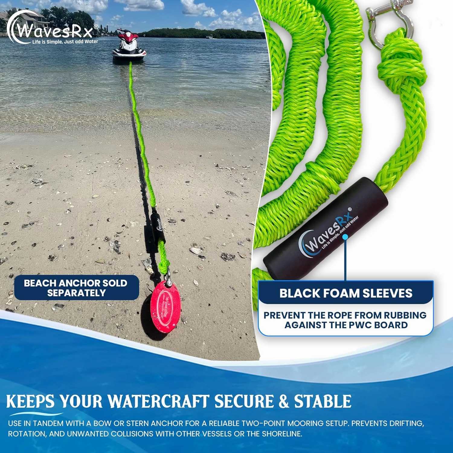 AnchorMate BowTether Bungee Line | Boat Bungee Dock Lines for Boats, PWCs & Kayaks | Absorbs Shock from Swells & Wind, Prevents Anchor Dislodging | Perfect for Anchoring, Mooring & Tethering