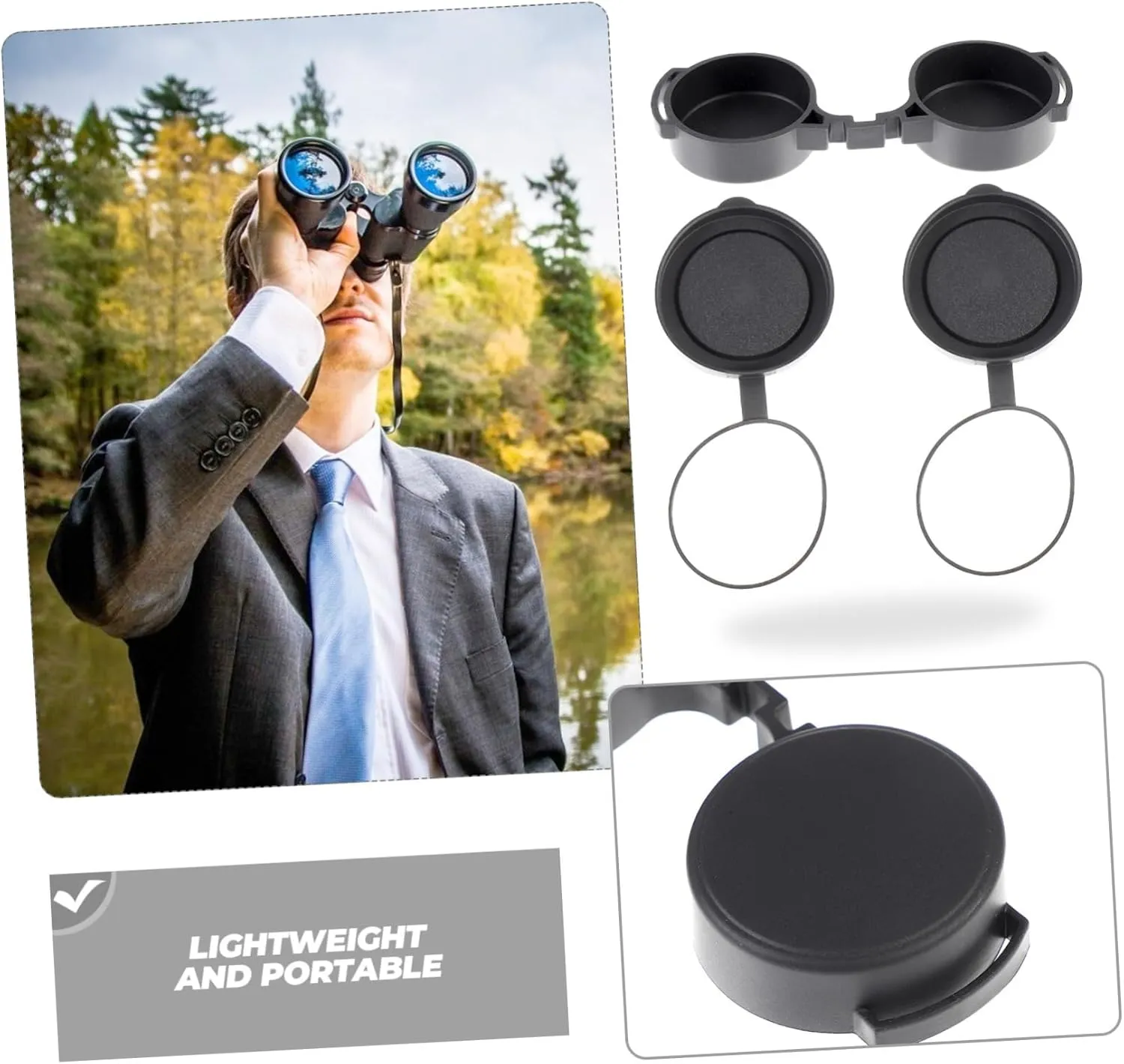 Angoily 12pcs Rubber Objective Lens Caps for Binoculars Scratch Protective Lightweight Compact Design Easy to Install Accessories for Outdoor Use