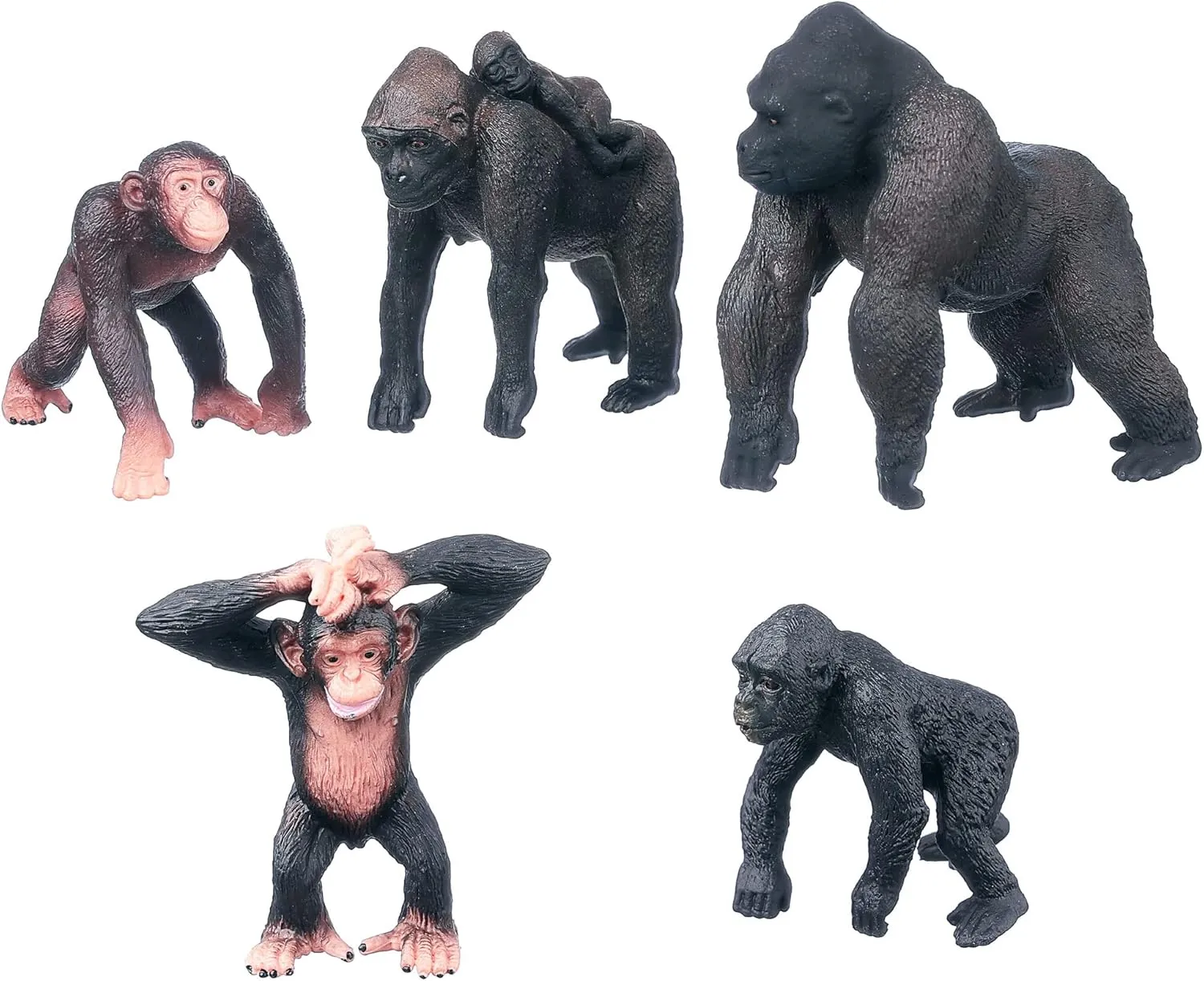 Animal Figures - 5pcs Lifelike Chimpanzee Family Action Model - Realistic Wild Animal Collection - Fun and Educational Toy, Birthday Cupcake Topper Party Favors Gift for Boys and Girls