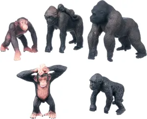 Animal Figures - 5pcs Lifelike Chimpanzee Family Action Model - Realistic Wild Animal Collection - Fun and Educational Toy, Birthday Cupcake Topper Party Favors Gift for Boys and Girls