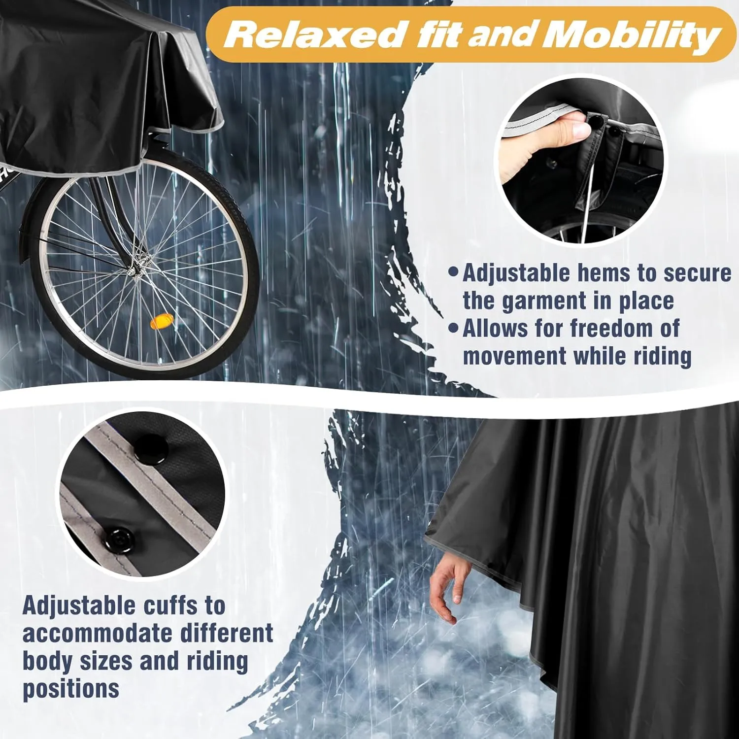 ANYOO Waterproof Rain Poncho Bike Bicycle Rain Capes Lightweight Compact Reusable for Adults
