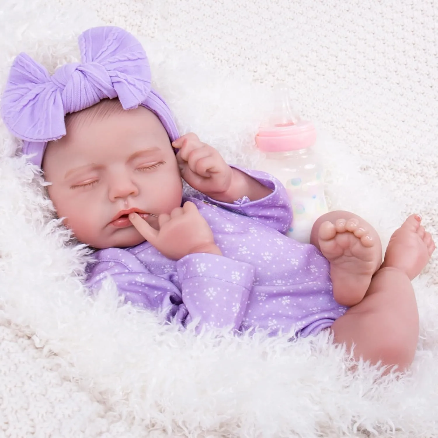 Aori Reborn Baby Dolls Lifelike 20 Inch - Realistic Newborn Girl Dolls with Feeding Toy Kit, Nice Companion Gift Set for Kids, Grand-Parents