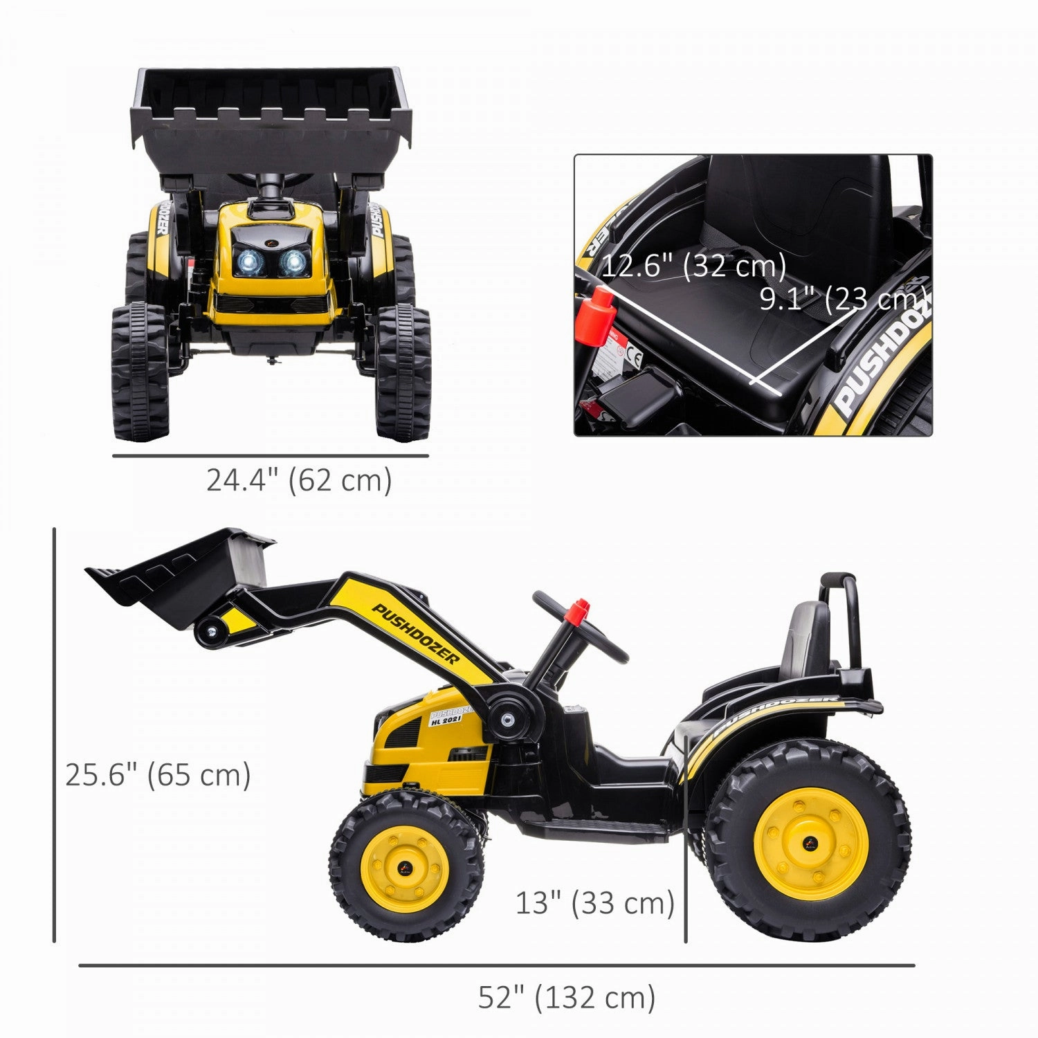 Aosom Kids Digger Powered Ride-On Excavator 6v Battery Powered Construction Tractor Music Headlight |Aosom Bulldozer A Chevaucher Pour Enfants 6v Batterie Jouet Construction Musique Phare Avant Arriere