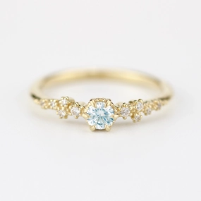 Aquamarine and diamond engagement ring simple, engagement rings simple minimalist | R295AQ