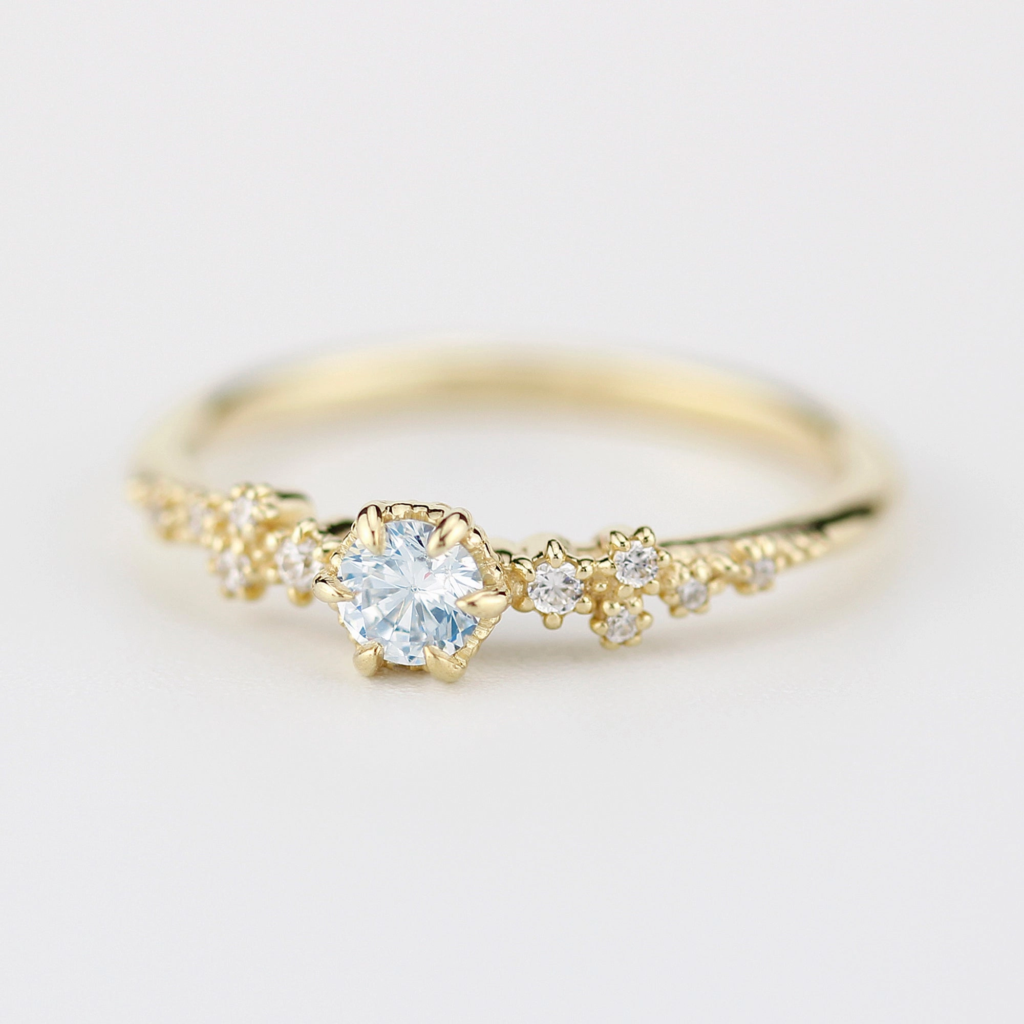 Aquamarine and diamond engagement ring simple, engagement rings simple minimalist | R295AQ