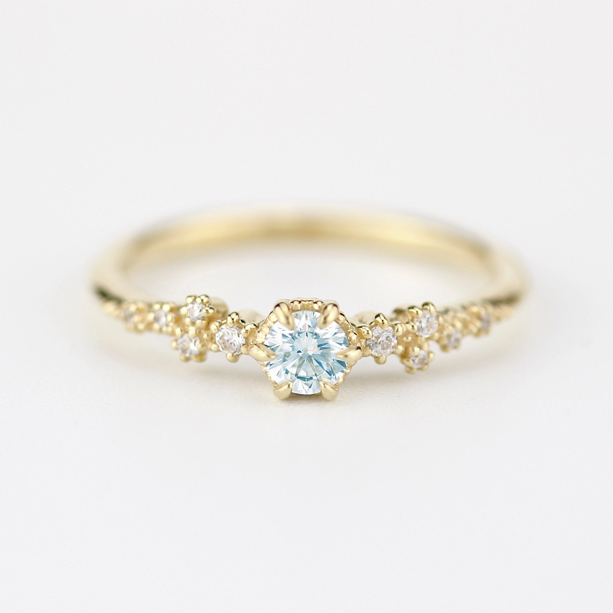 Aquamarine and diamond engagement ring simple, engagement rings simple minimalist | R295AQ