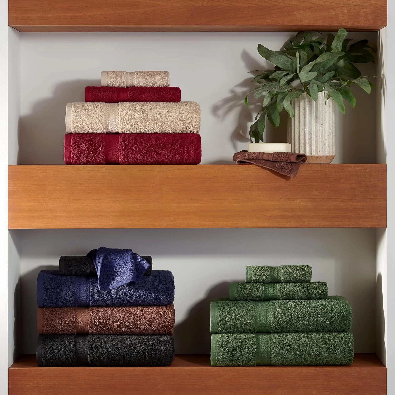 Arkwright True Color Solid Wash Cloths - Soft 100% Cotton Washcloths 12 Pack - Lightweight 475 GSM, Absorbent & Quick Dry for Face and Body, 12 x 12 in, Brown