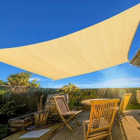 Artpuch 12'X16' Beige Rectangular Sun Shade Sail UPF50 for Backyard Shade HDPE Outdoor, Windproof & Breathable for Patio Garden Backyard Pool (We Make Custom Size)