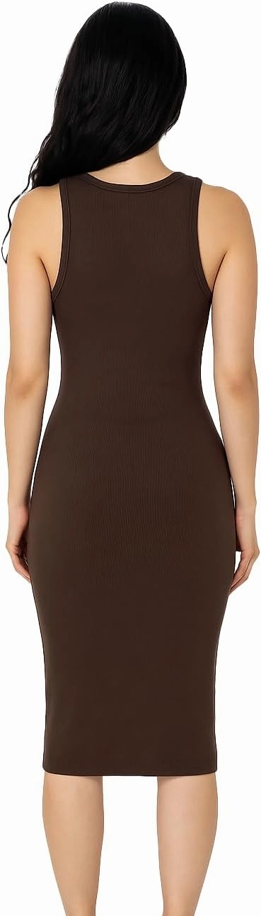 Ashen Fane Women's Casual Ribbed Sleeveless Tank Midi Dress