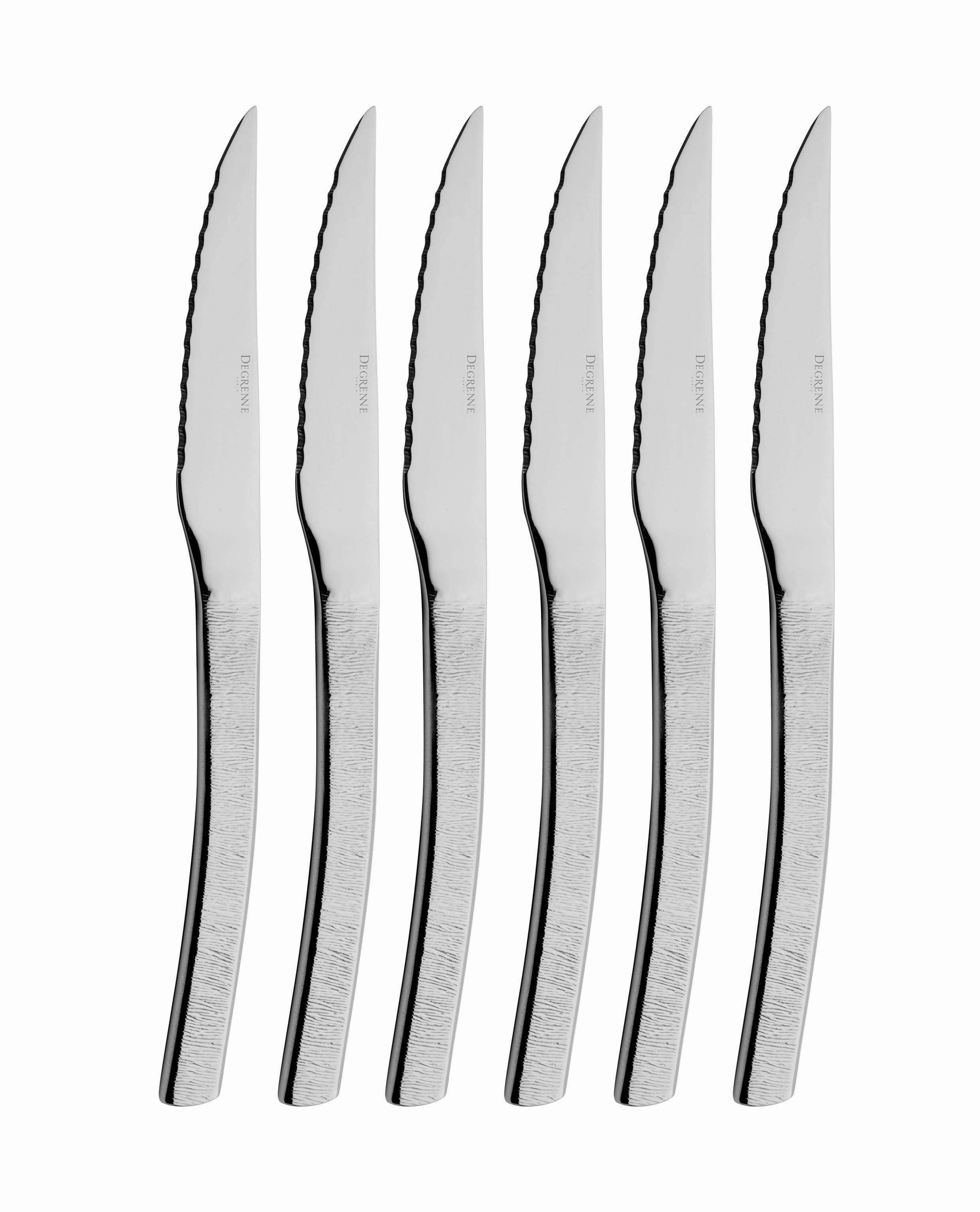 ASTREE CISELE - GIFT BOX OF 6 STEAK KNIVES SOLID HANDLE SERRATED