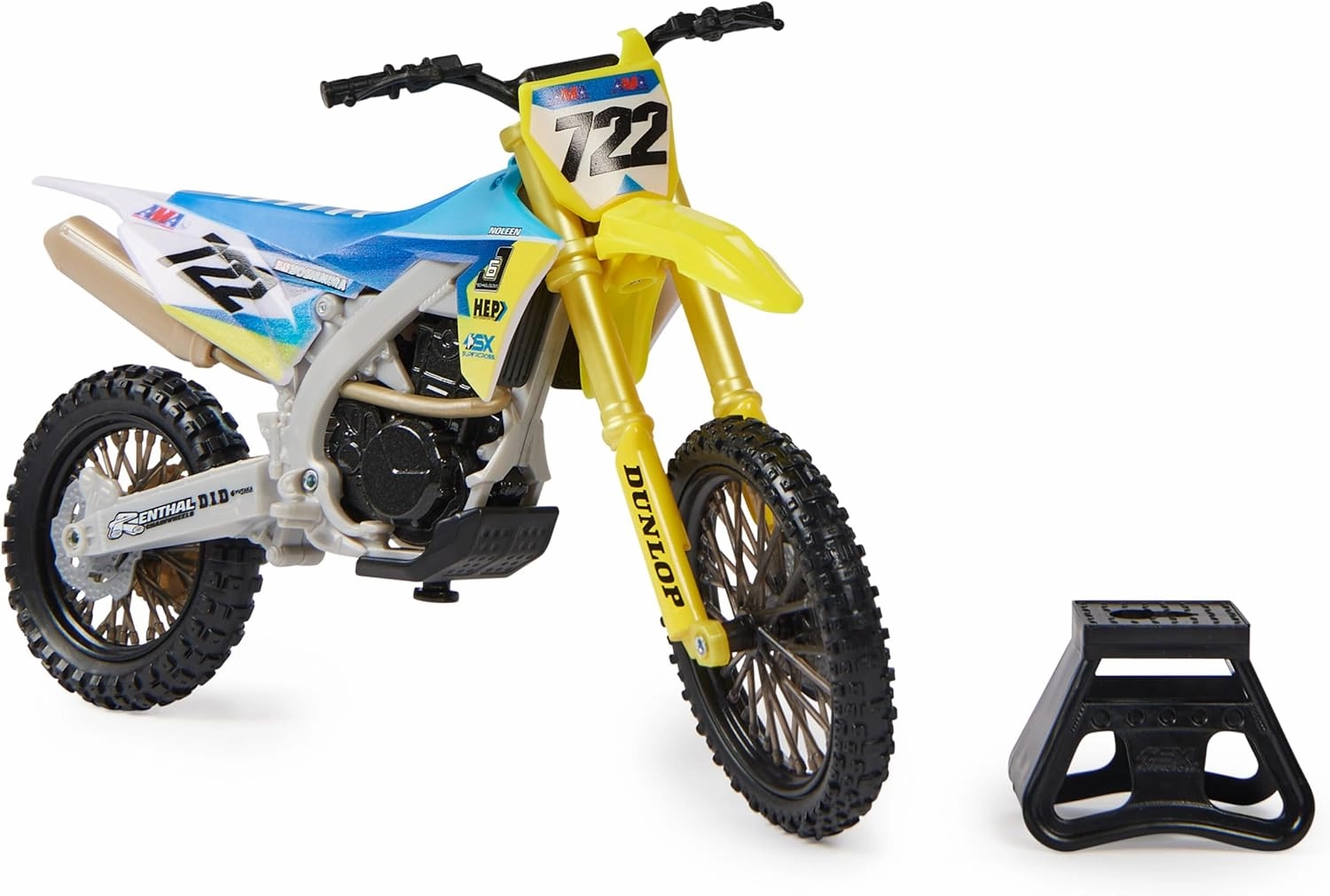 Authentic Adam Enticknap 1:10 Scale Collector Die-Cast Toy Motorcycle Replica with Race Stand, for Collectors and Kids Age 5 and Up