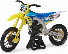 Authentic Adam Enticknap 1:10 Scale Collector Die-Cast Toy Motorcycle Replica with Race Stand, for Collectors and Kids Age 5 and Up