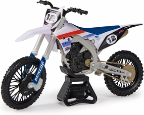 Authentic Shane Mcelrath 1:10 Scale Collector Die-Cast Toy Motorcycle Replica with Race Stand, for Collectors and Kids Age 5 and Up