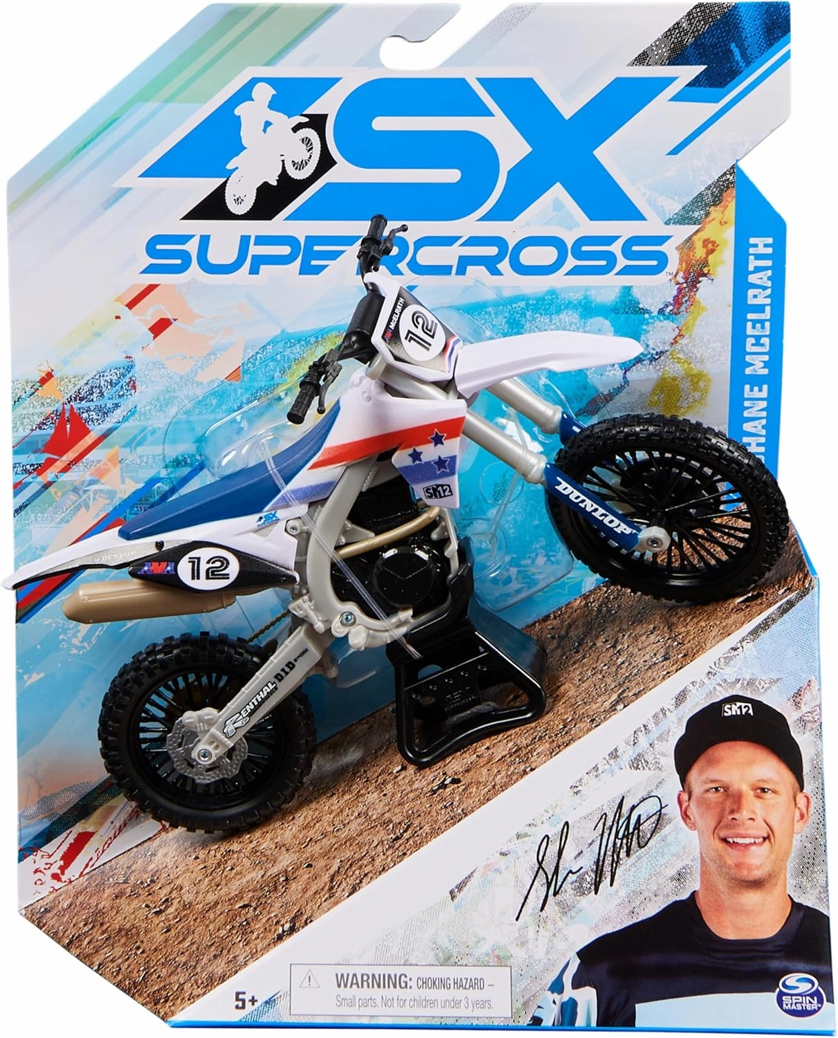 Authentic Shane Mcelrath 1:10 Scale Collector Die-Cast Toy Motorcycle Replica with Race Stand, for Collectors and Kids Age 5 and Up