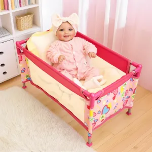 BABESIDE Baby Doll Crib with Storage Bag,Foldable Playpen Baby Doll Bed for 17-21" Reborn Dolls, Reborn Babies Dolls Accessories for Girls Age 3 ,Pack n Play Toy Gift for Kids,Pink