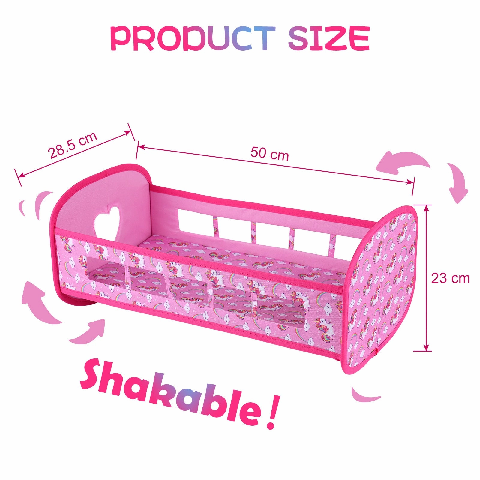 Babeside 12''-22" Reborn Baby Dolls Foldable and Shakable Crib - Play with Your Baby Dolls