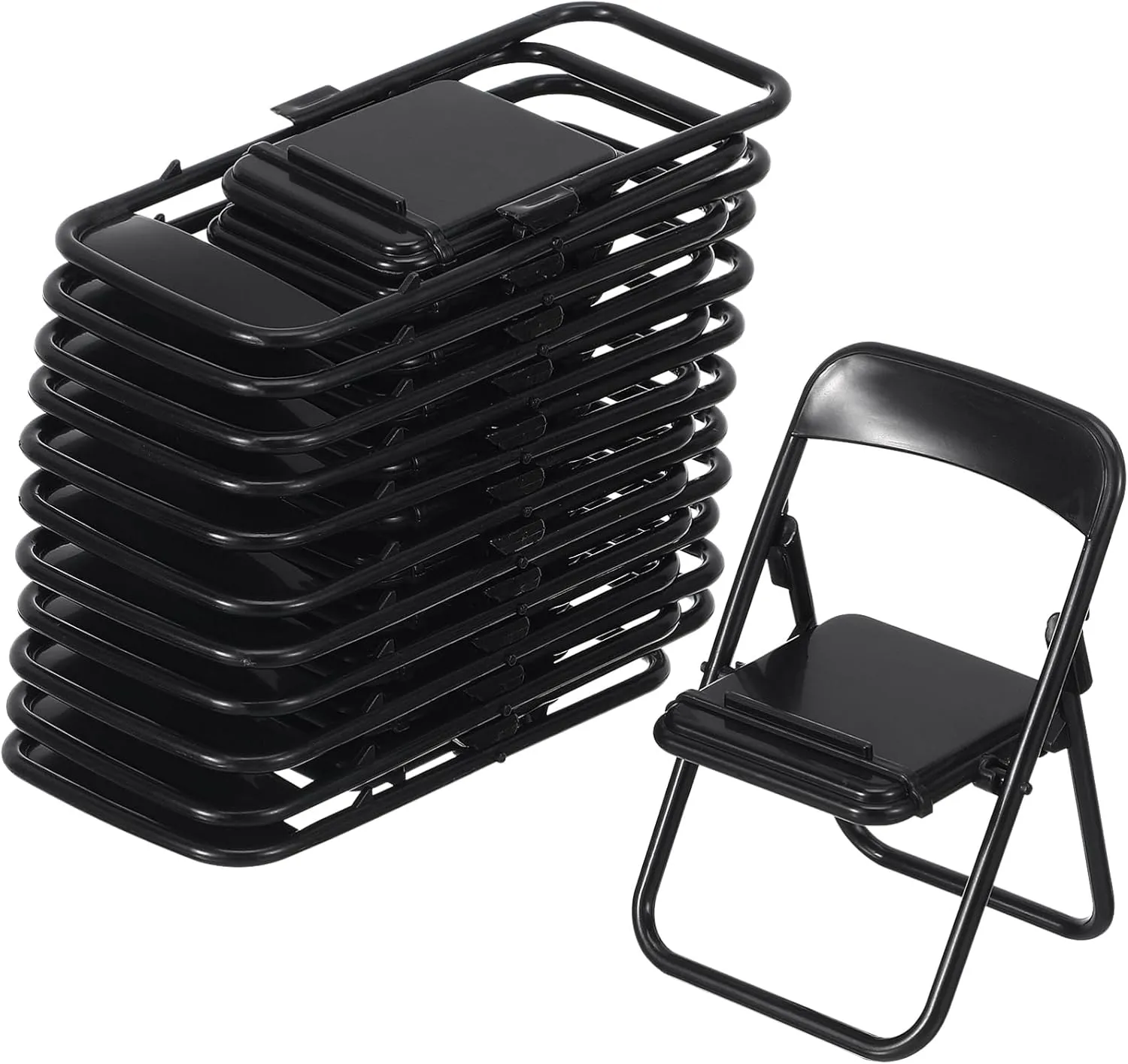 balacoo 4sets Miniature Black Chair for Dollhouse Tiny Folding Chair Models for Fairy Garden Decor 12pcs*4