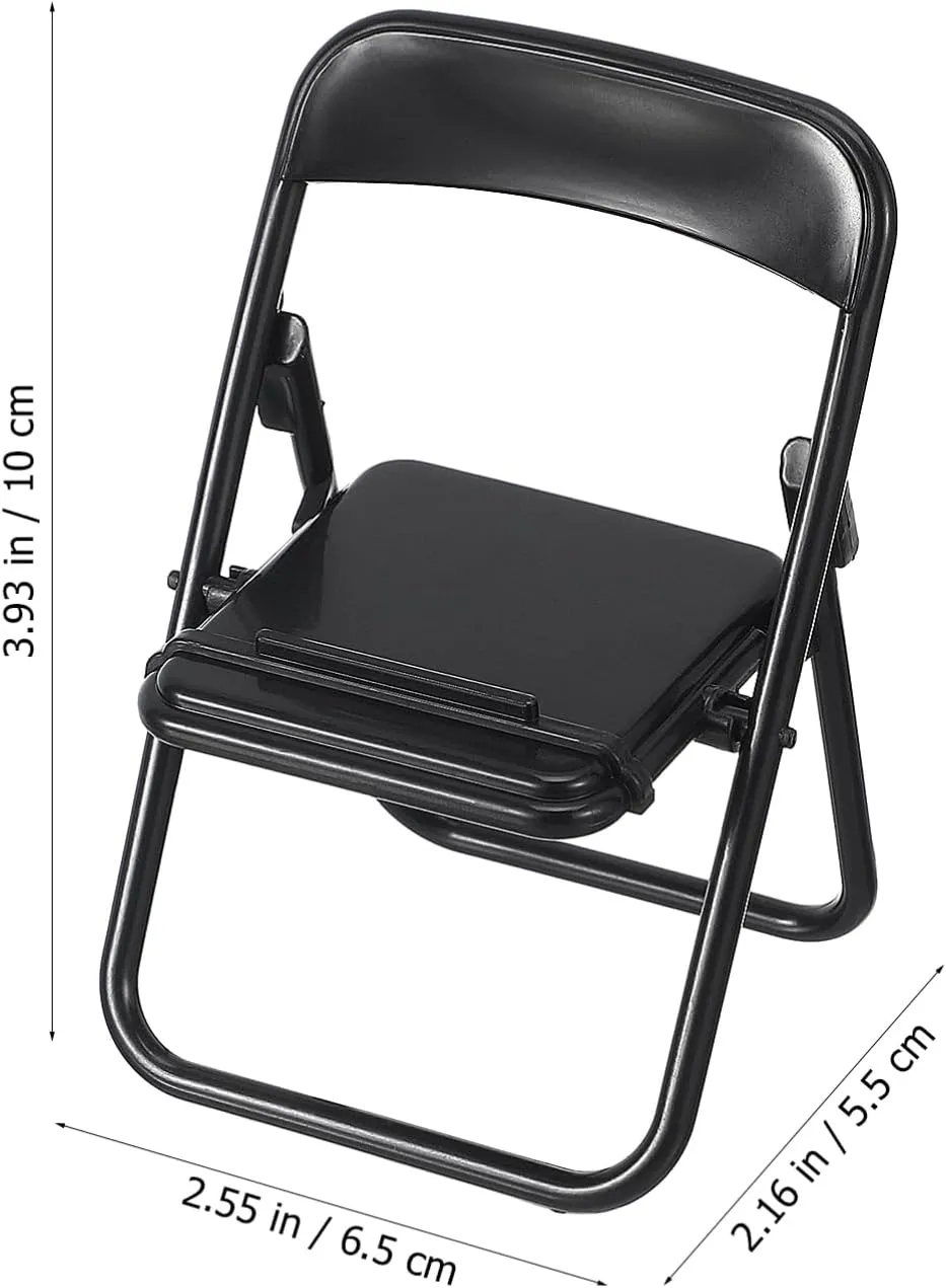 balacoo 4sets Miniature Black Chair for Dollhouse Tiny Folding Chair Models for Fairy Garden Decor 12pcs*4