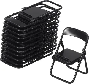 balacoo 4sets Miniature Black Chair for Dollhouse Tiny Folding Chair Models for Fairy Garden Decor 12pcs*4