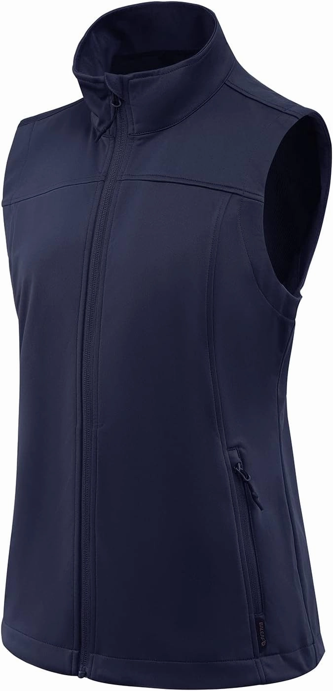 baleaf Women's Lightweight Vest Softshell Sleeveless Jacket Windproof Stand Collar with Zipper Pockets Running Hiking Golf