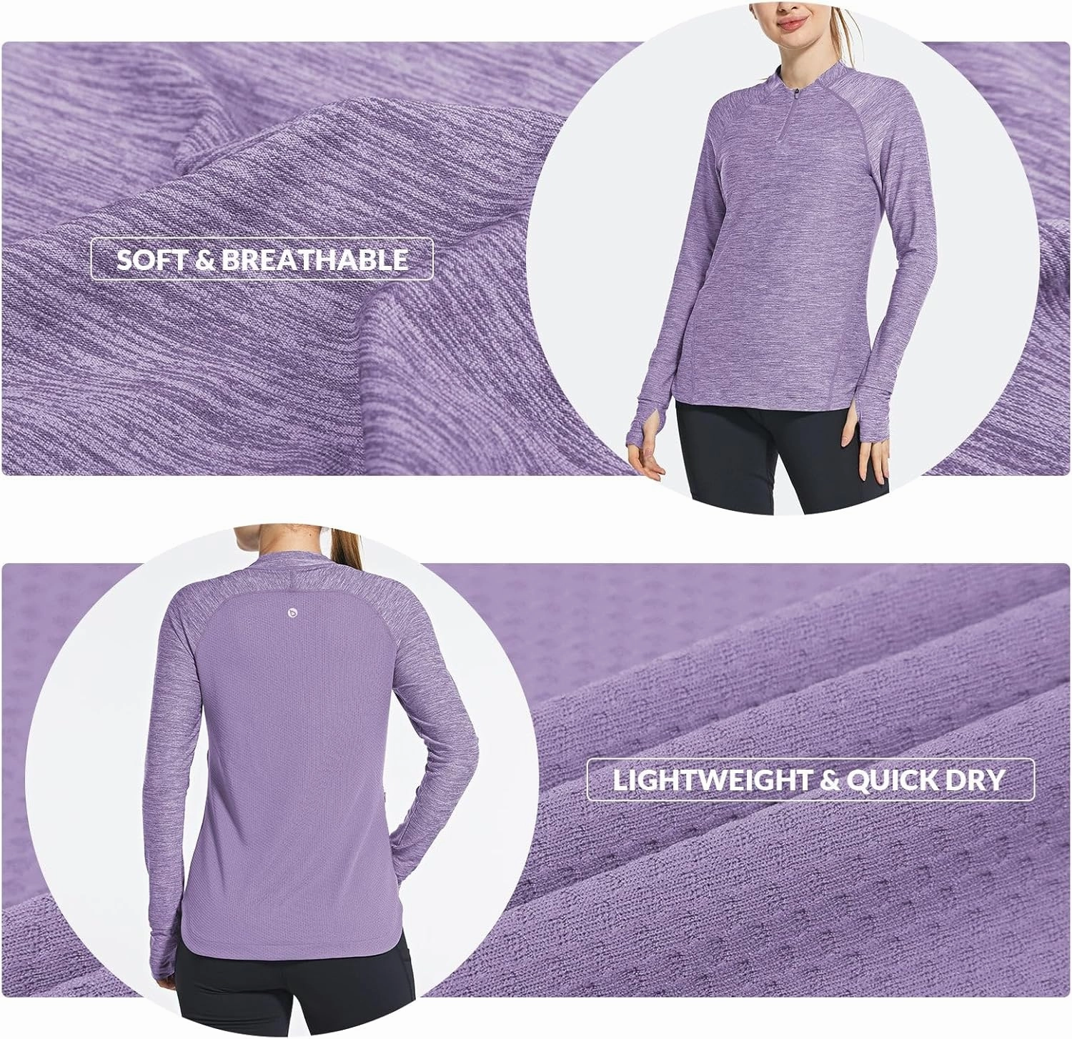 baleaf Women's Long Sleeve Running Shirts Quick Dry Lightweight Pullover Workout Tops Athletic T-Shirts Moisture Wicking