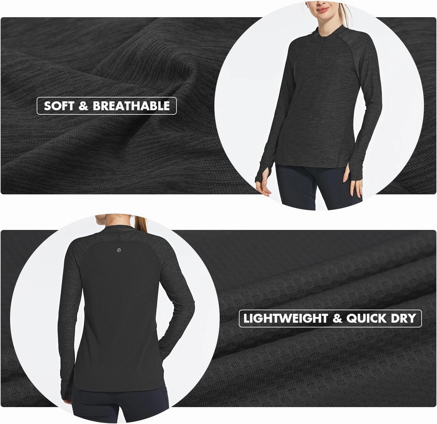 baleaf Women's Long Sleeve Running Shirts Quick Dry Lightweight Pullover Workout Tops Athletic T-Shirts Moisture Wicking