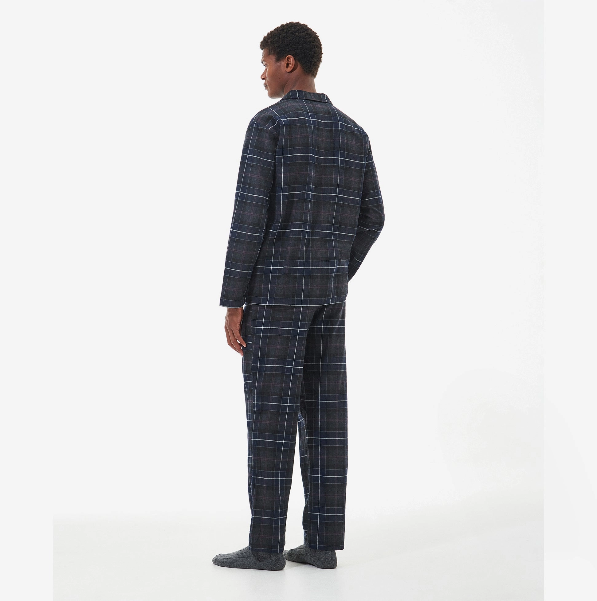 Barbour LAITH Mens Pyjama Set Black Slate Tartan