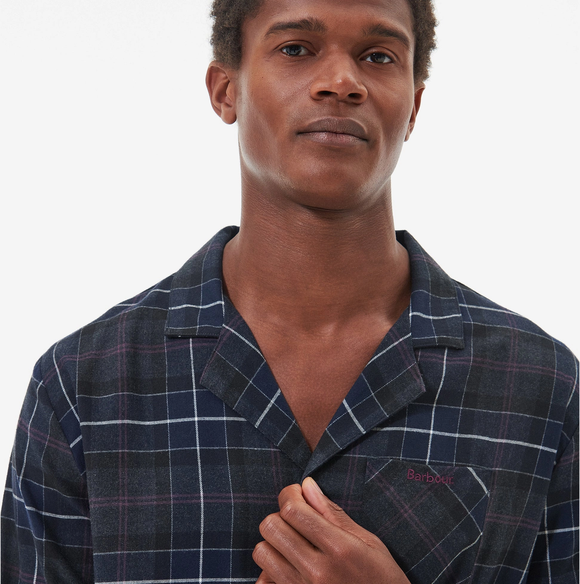 Barbour LAITH Mens Pyjama Set Black Slate Tartan