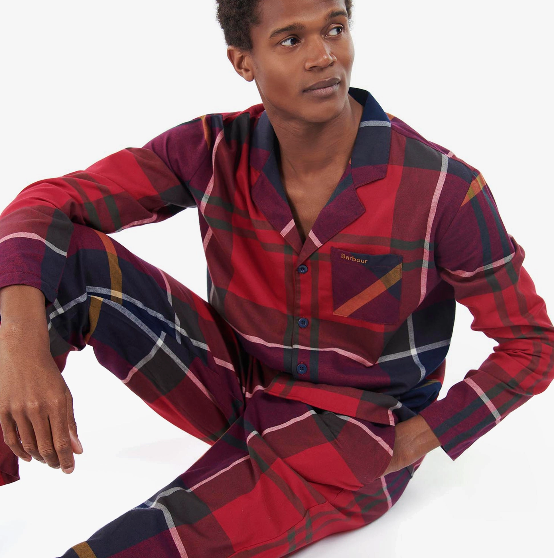Barbour LARGE SCALE LAITH Mens Pyjama Set Large Red Tartan