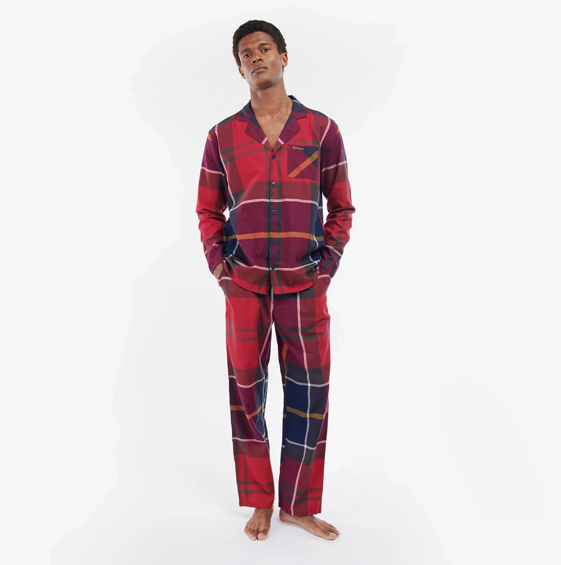 Barbour LARGE SCALE LAITH Mens Pyjama Set Large Red Tartan