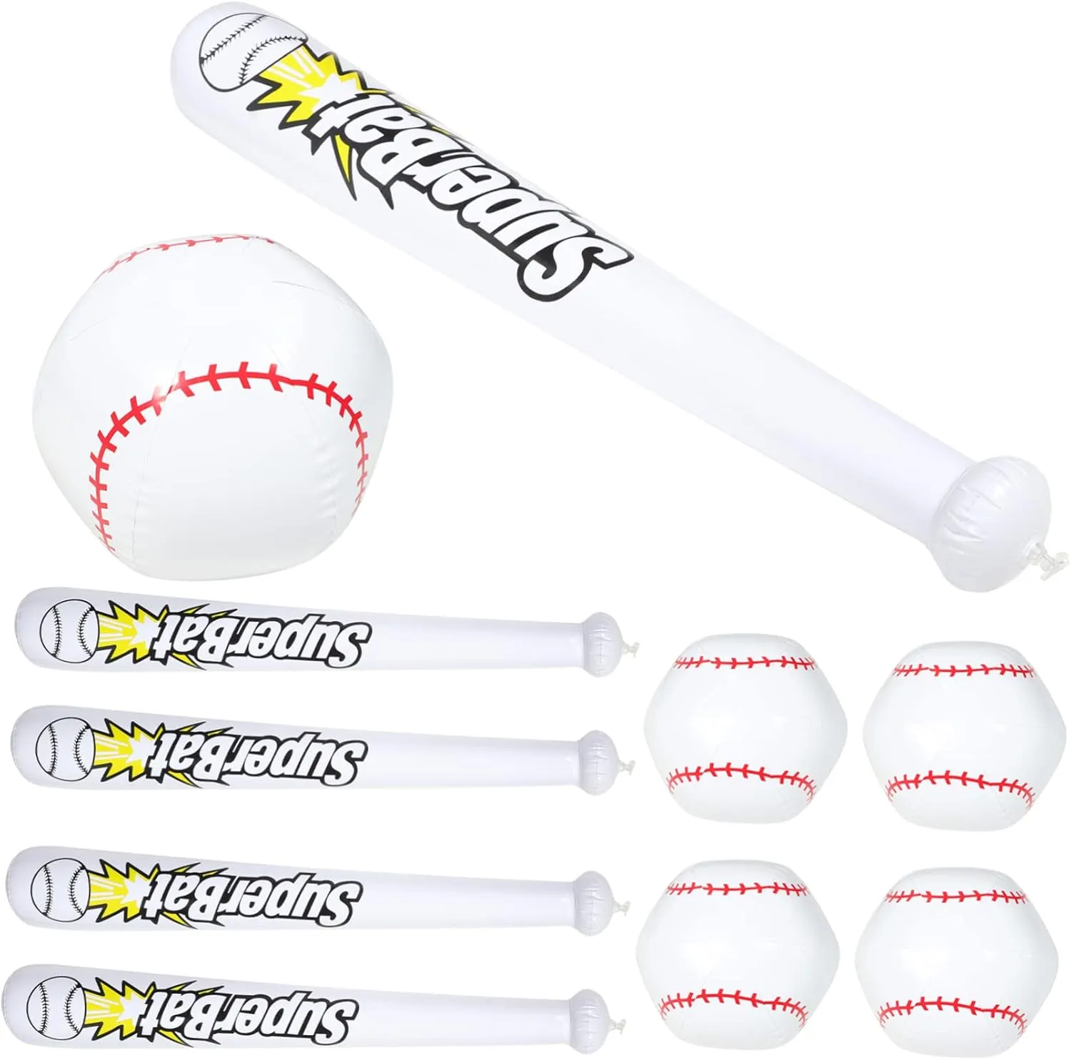 Baseball Bat Inflatable Set 10pcs Pool Toys for Baseball Themed Parties Safe