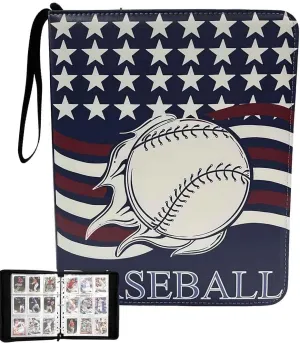 Baseball Card Binder 900 Cards Storage Removable 50 Pages Double 9 Pockets Cards Holder Zipper Pocket Ring Sleeves Album Fits Sports Football Storage Trading Card Protectors Case