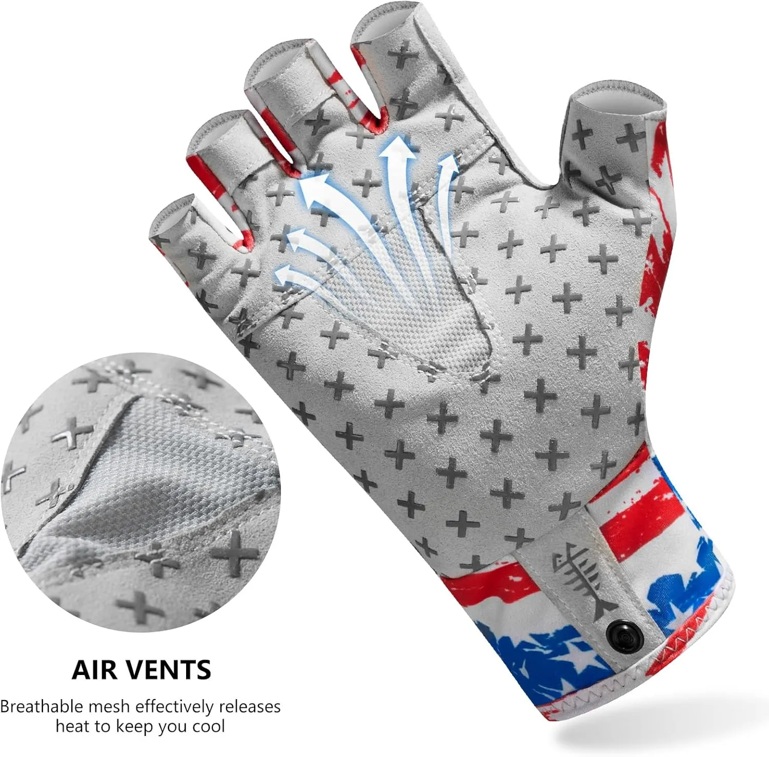 BASSDASH Unisex UPF 50  Half Finger Sun Gloves Fingerless Breathable UV Protection for Fishing Hiking Kayaking Rowing FG02