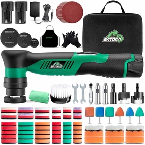 BATOCA S5 Cordless Car Buffer Polisher Sander Dual Action & Rotary Polishing Machine 1/2/3 Inch Polishing Pads for Car Detailing,6 Variable Speeds 2000-5500RPM,Mini Polisher for Car Motorcycle Polish