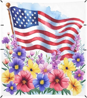 Beach Tent American Flag with Flowers Beach Canopy Outdoor Sun Shelter with Sandbags Sand Shovel Ground Pegs Stability Poles, Portable Sun Protection for Camping Picnic Fishing Backyard Family