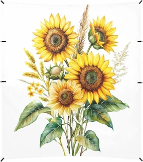 Beach Tent Watercolor Sunflower Beach Canopy Outdoor Sun Shelter with Sandbags Sand Shovel Ground Pegs Stability Poles, Portable Sun Protection for Camping Picnic Fishing Backyard Family