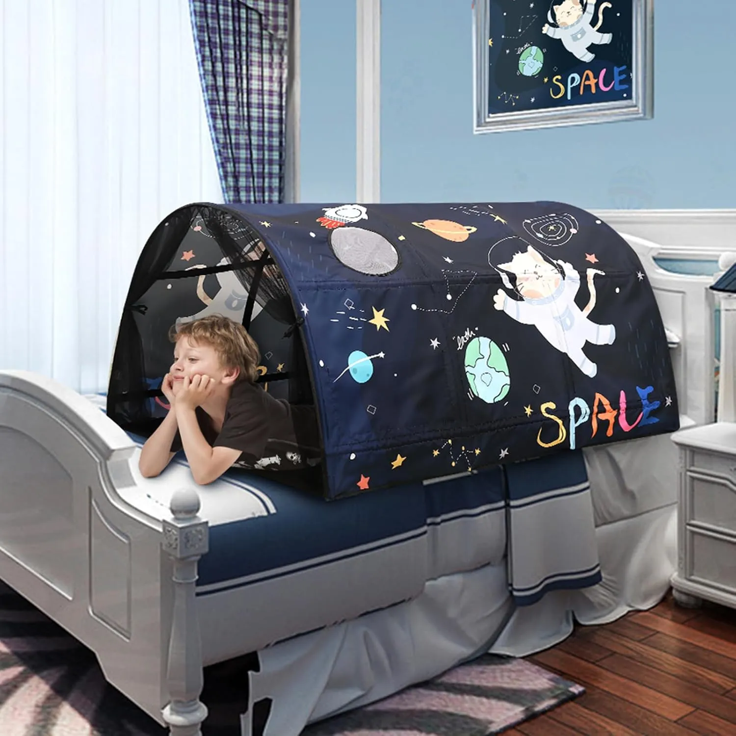 Bed Tent for Kids Lucky Castle Toddler Bed Tent Foldable Game House for Children Play Tents for Girls Boys Sleeping Canopy Playhouse