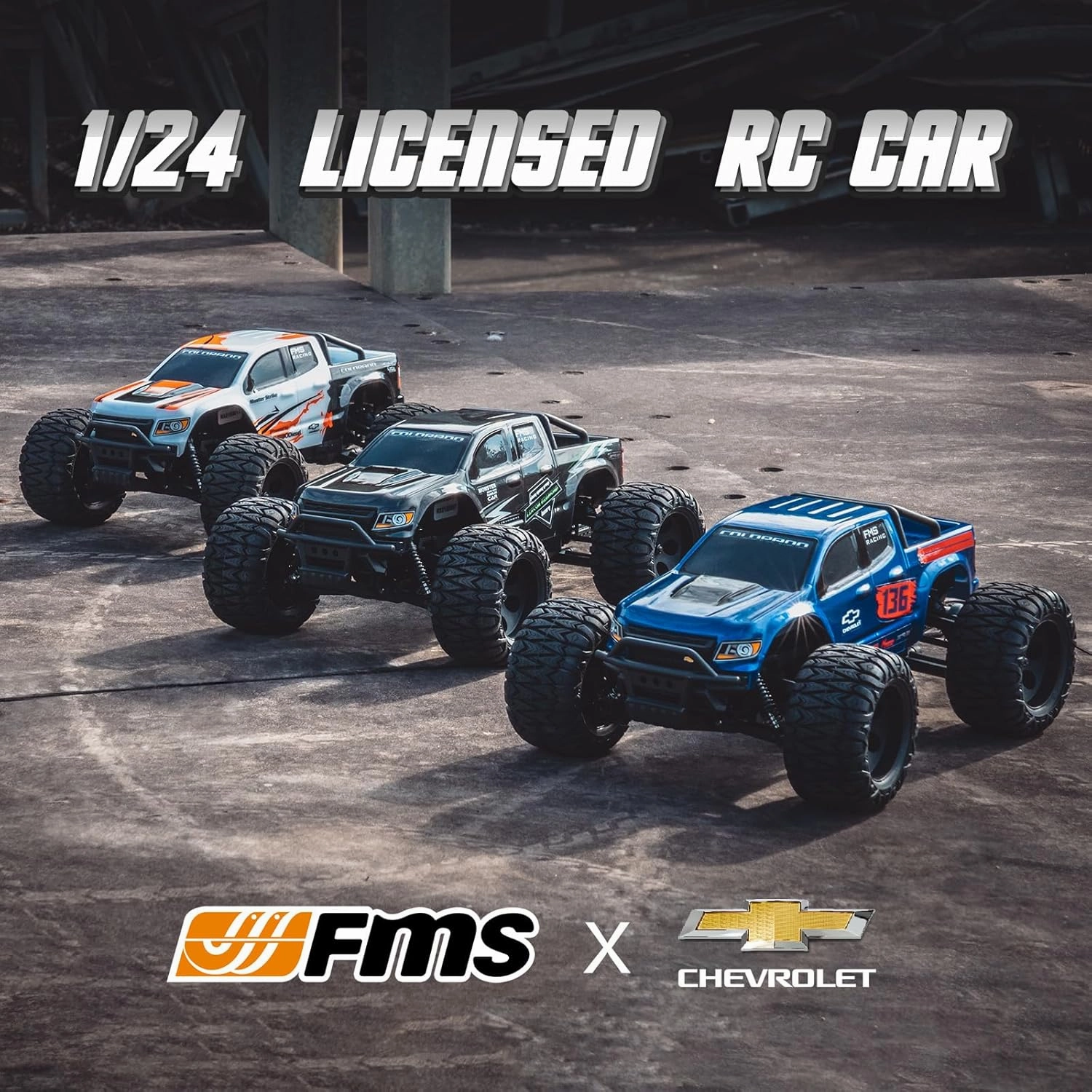 BEEZRC FMS 1/24 RC Monster Truck Colorado FMT24 Fast Drift RC Car Licensed Chevy RC Offroad RTR Electric Hobby Radio Controlled Truck 4x4 Waterproof High Speed Remote Control Car for Adults(Black)