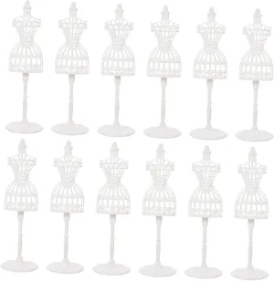 BESPORTBLE 12pcs Doll Dress Stands Miniature Dress Forms for Dollhouses White Mini Mannequin Holders
