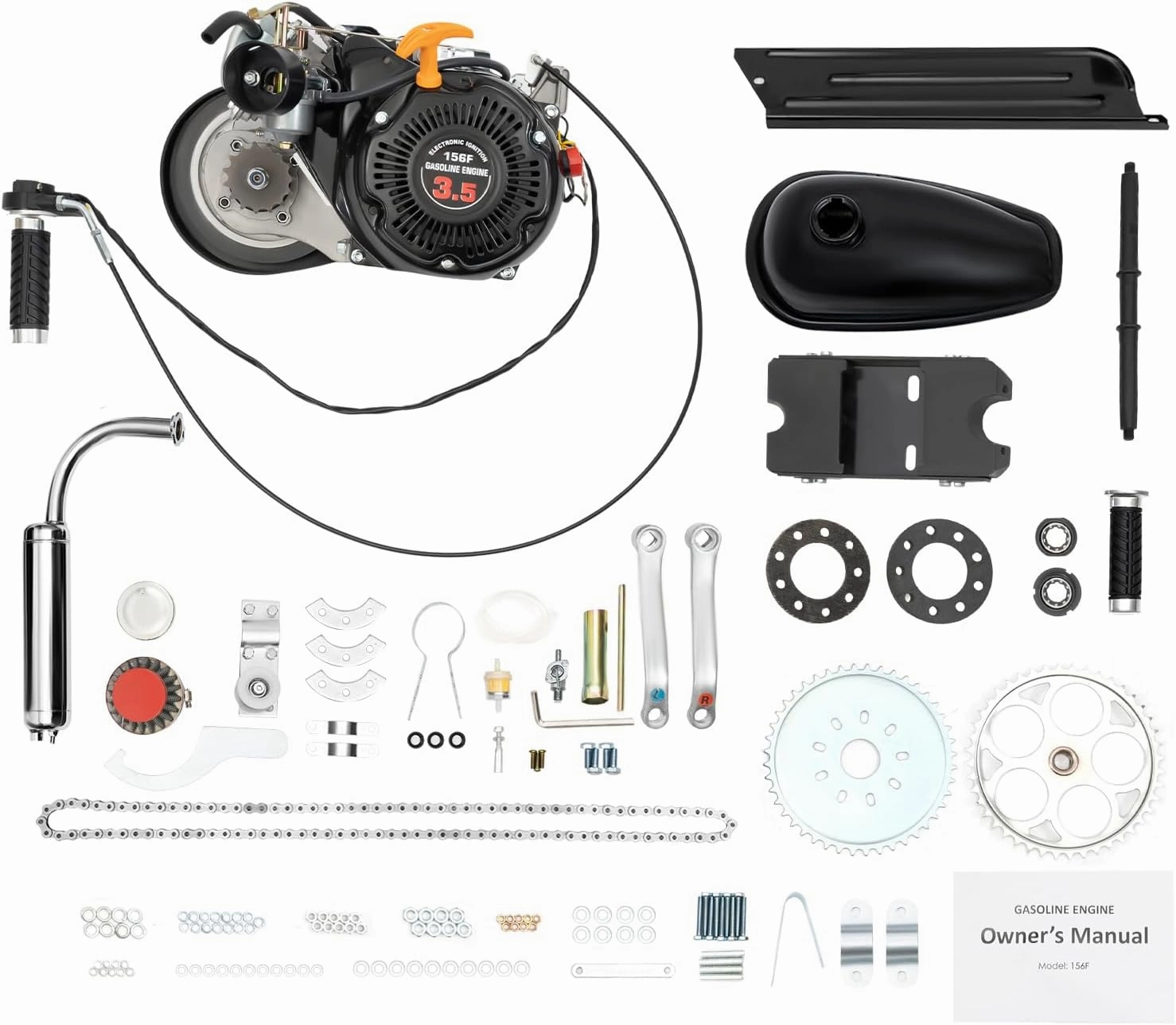 Bicycle Engine Kit, 4-Stroke 100cc 3600rpm Motorized Bicycle Engine Kit Gas Petrol Motorized Powerful Bike Engine Conversion Kit CDI Start DIY Modified Engine Full Set OHV 2KW