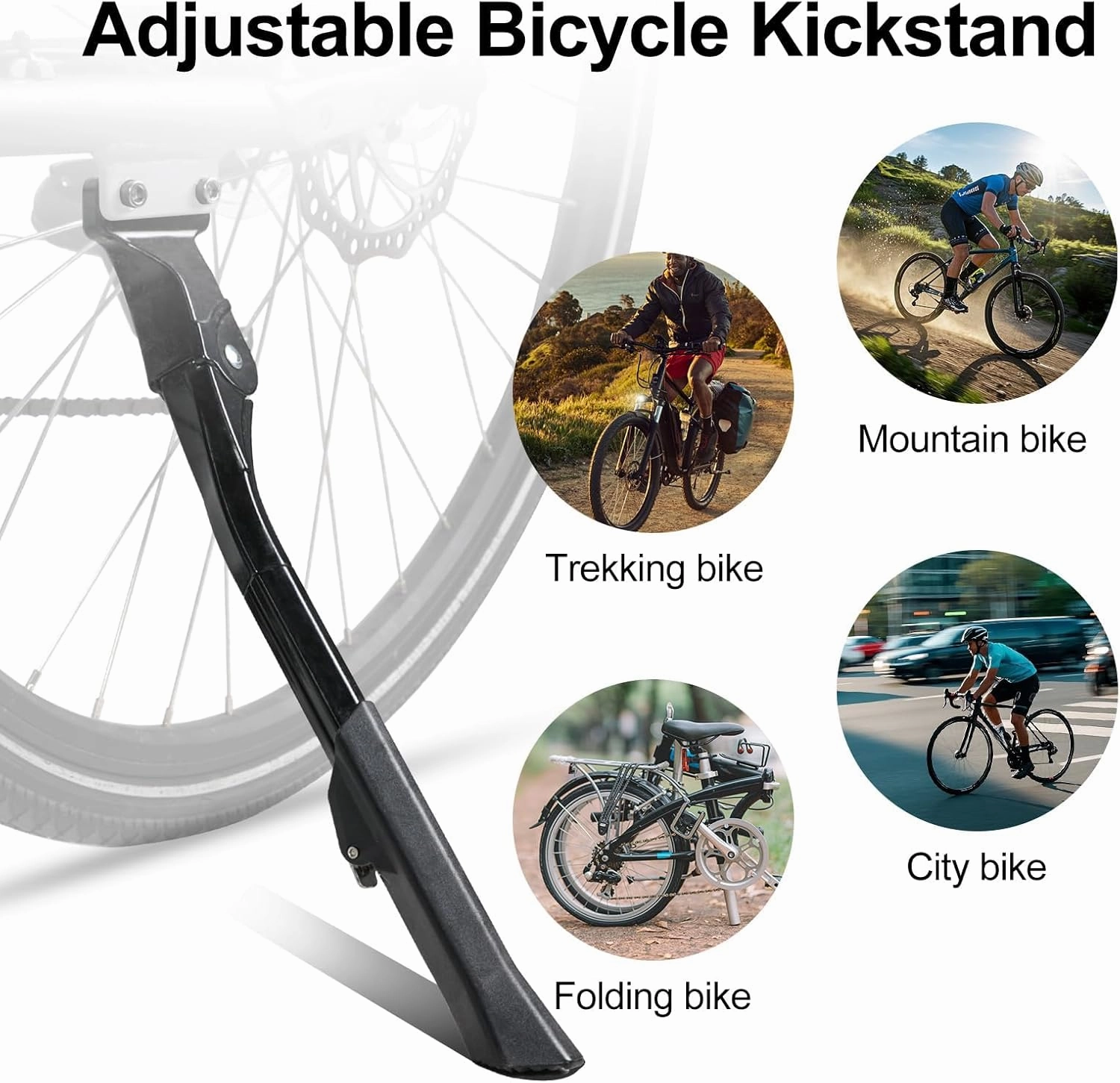 Bike Kickstand for Giant Stance E  Pro EX-800 Wh-2023-29/27,5 Zoll-Fully 2023, Adjustable Kickstand Foot Side Stand Support, Aluminum Rear Side Bicycle Stand for Bike with Non-Slip Rubber Foot