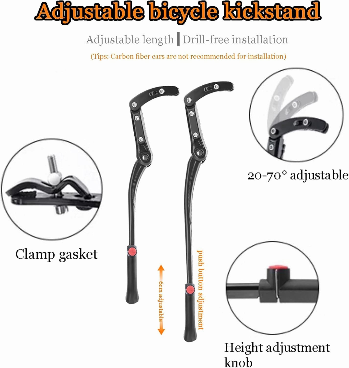 Bike Kickstand for Giant Stance E  Pro EX-800 Wh-2023-29/27,5 Zoll-Fully 2023, Adjustable Kickstand Foot Side Stand Support, Aluminum Rear Side Bicycle Stand for Bike with Non-Slip Rubber Foot