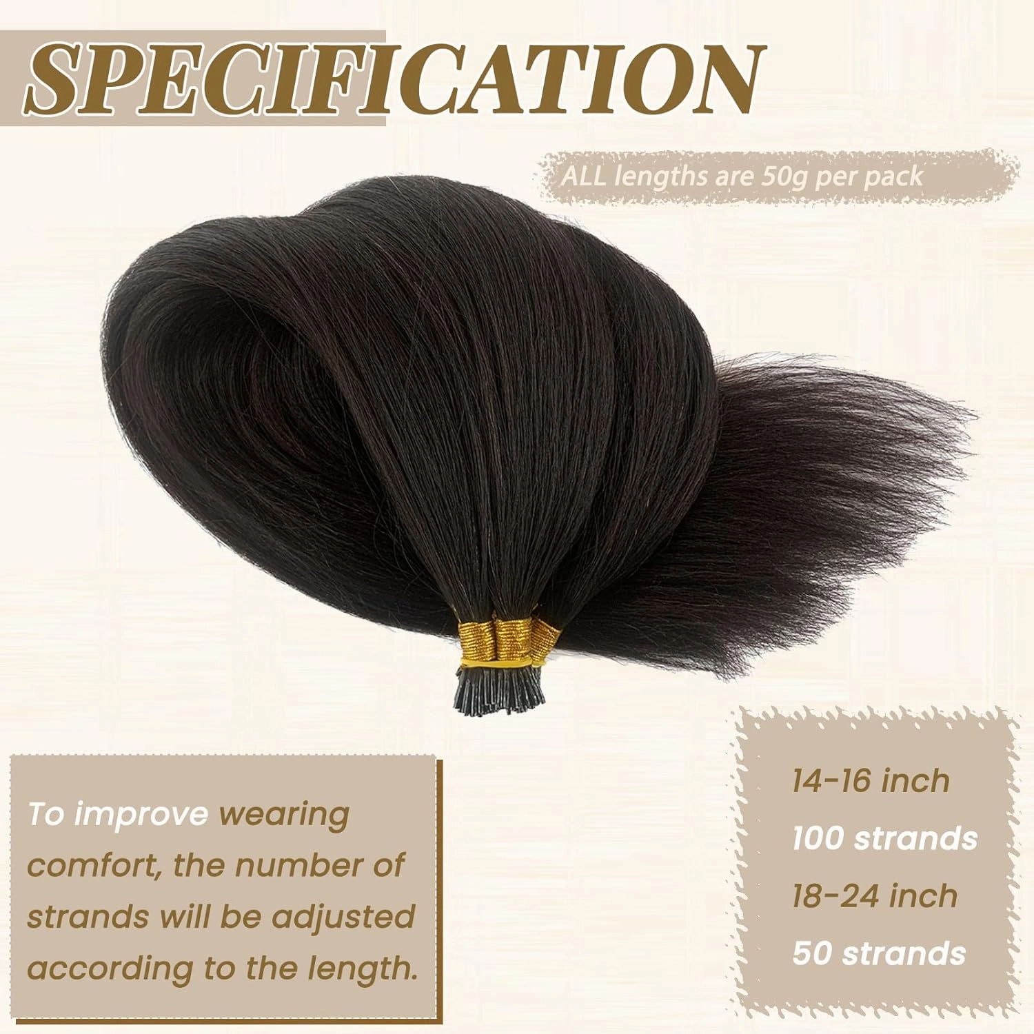 Black Hair Extensions I Tip Human Hair 20Inch Yaki Straight Micro Ring Hair Extensions Colored Natural Black 50G Hair Extensions 100% Real Human Hair Remy Hair Extension Invisible Band Hair Extensions