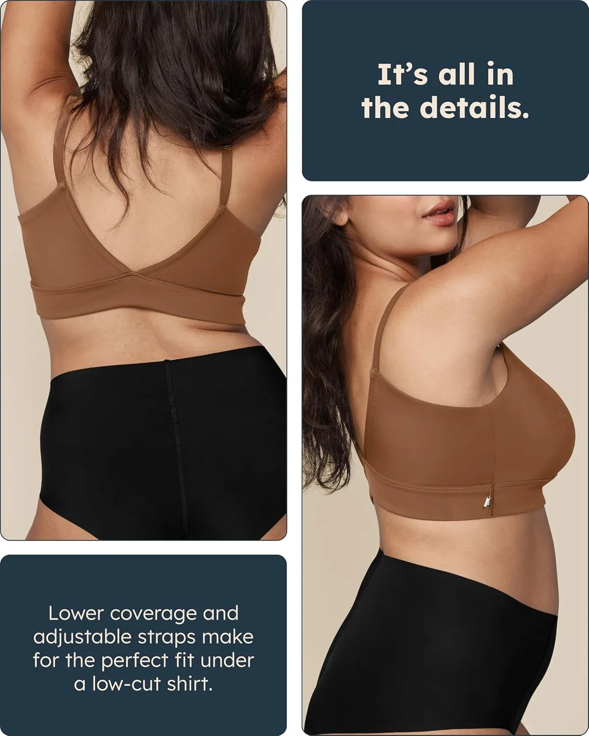 Bliss Triangle Bralette - Ultra-Soft & Lightweight, Deep V Bralette for Women